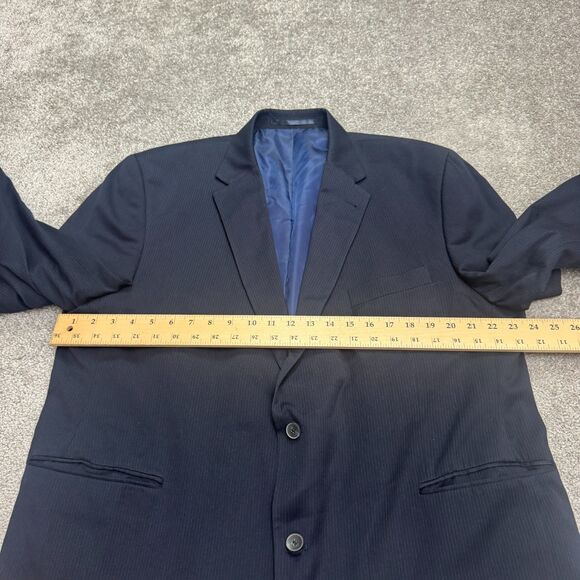 Canda Regular Fit Suit Blazer Jacket Mens 46 Short Navy Blue Pinstriped Workwear - Picture 8 of 13